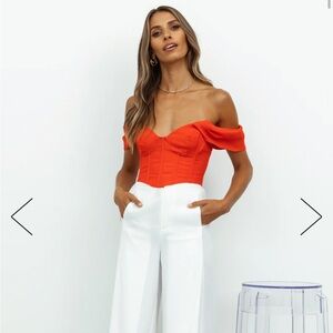 Off the shoulder red crop top